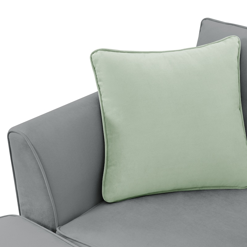 112" L-Shaped 7-Seat Modular Sofa with Ottoman