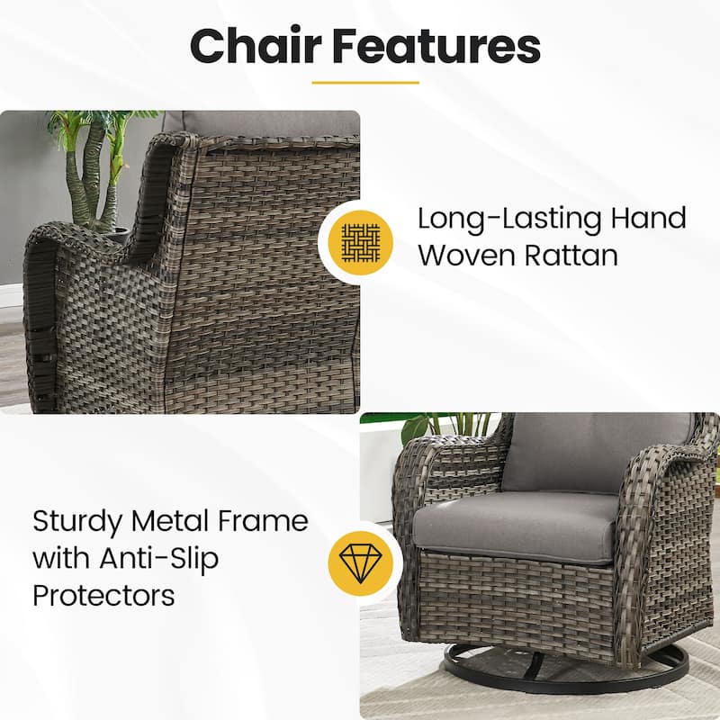 High Back Outdoor Swivel Patio Rattan Chairs