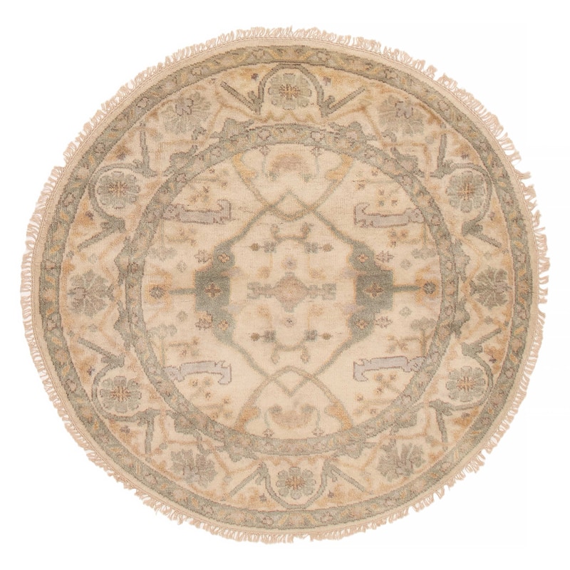 ECARPETGALLERY Hand-knotted Royal Oushak Cream Wool Rug - 5'8 x 5'8 - Cream - 5'8 x 5'8