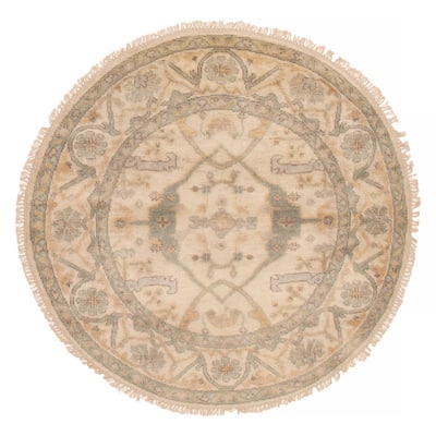 ECARPETGALLERY Hand-knotted Royal Oushak Cream Wool Rug - 5'8 x 5'8