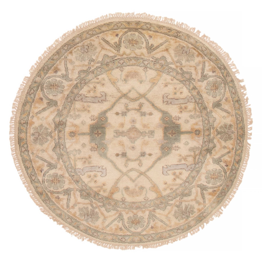 ECARPETGALLERY Hand-knotted Royal Oushak Cream Wool Rug - 5'8 x 5'8