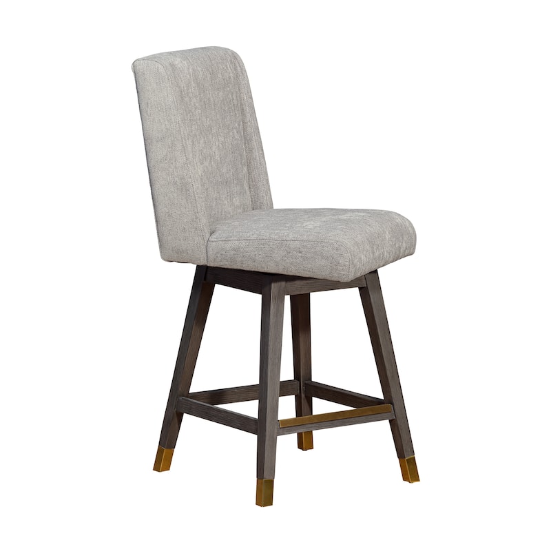 Stancoste Wingback Swivel Bar or Counter Stool with Wood Legs