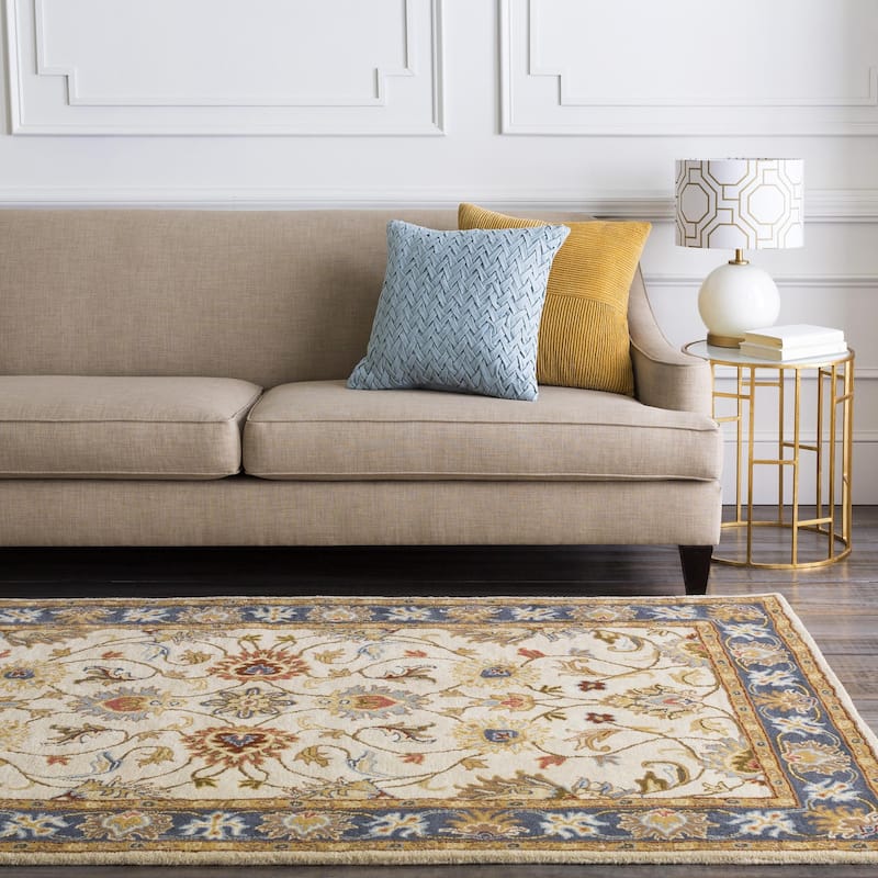 Livabliss Caesar Updated Traditional Border Area Rug. - 8' x 11' - Blue/Ivory