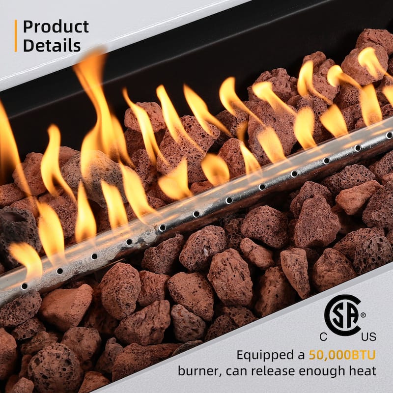 Patio Watcher 42 inches Iron Rectangle Outdoor Propane Fire Pit Table with Gas Tank Cover