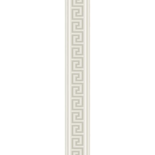 slide 2 of 6, Seabrook Designs Lyre Greek Key Non-Woven Unpasted Wallpaper Border 4.3 in. W x 16.5 ft. L - Almond & Metallic Champagne