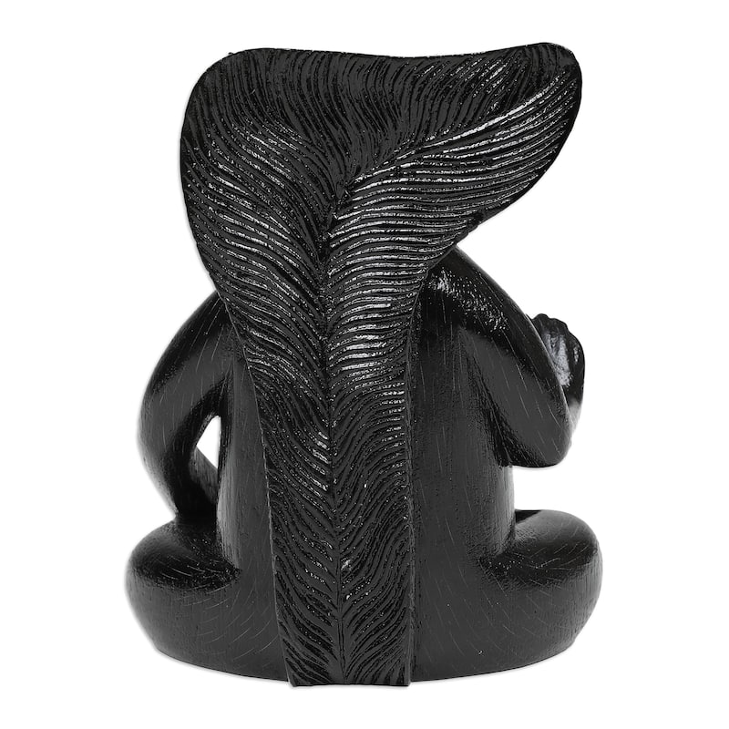 Novica Handmade Blessing Squirrel In Black Wood Sculpture