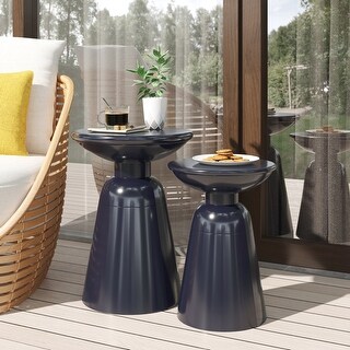 Pelon Outdoor Outdoor Metal Side Tables (Set of 2) by Christopher Knight Home