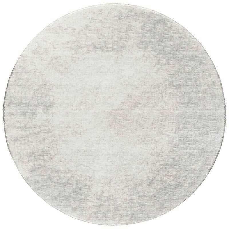 Indoor/Outdoor Rylee Modern Bordered Washable Rug - 8' x 8' Round - Gray