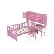 preview thumbnail 7 of 10, Platform Bed Sets, Twin Bed with Desk and Chair, Natural Pink