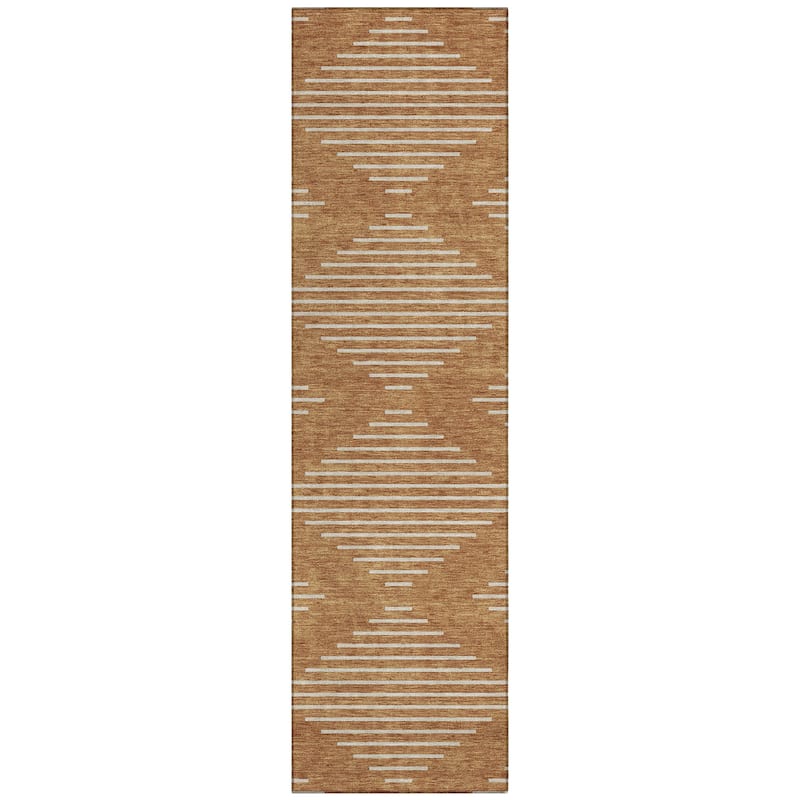 Machine Washable Indoor/ Outdoor Modern Stripe Chantille Rug