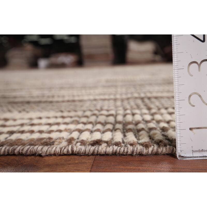 Beige & Brown Moroccan Oriental Area Rug Hand-Knotted Wool Carpet - 8'10" x 12'7"