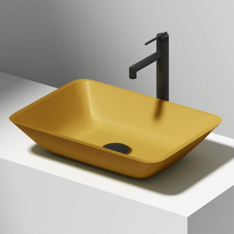 VIGO Sottile 18"L x 13"W x 4"H Glass Rectangular Vessel Bathroom Sink