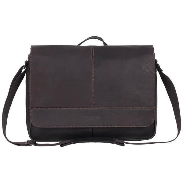 Kenneth Cole Reaction Risky Business Full-Grain Colombian Leather Slim Flapover Crossbody Laptop & Tablet Messenger Bag. Opens flyout.