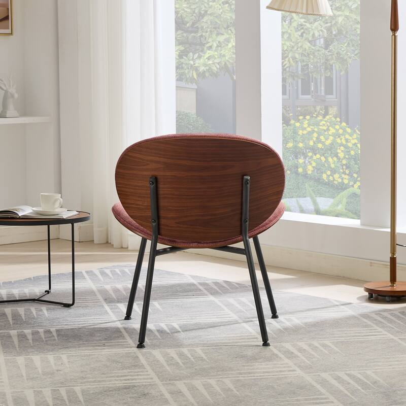 GDF Studio - Shells Mid-Century Modern Fabric Lounge Chair with Walnut Wood Base and Comfortable Curved Backrest