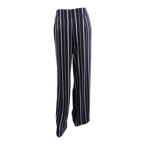 women's black and white striped pants suit