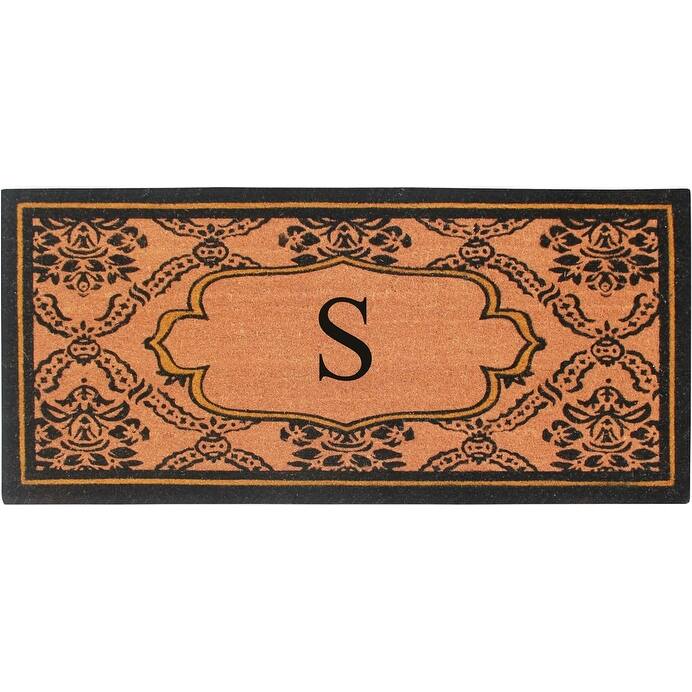 A1HC Uriel Treated Coir Monogrammed Entry Double Door Mat 30"x 60" - S