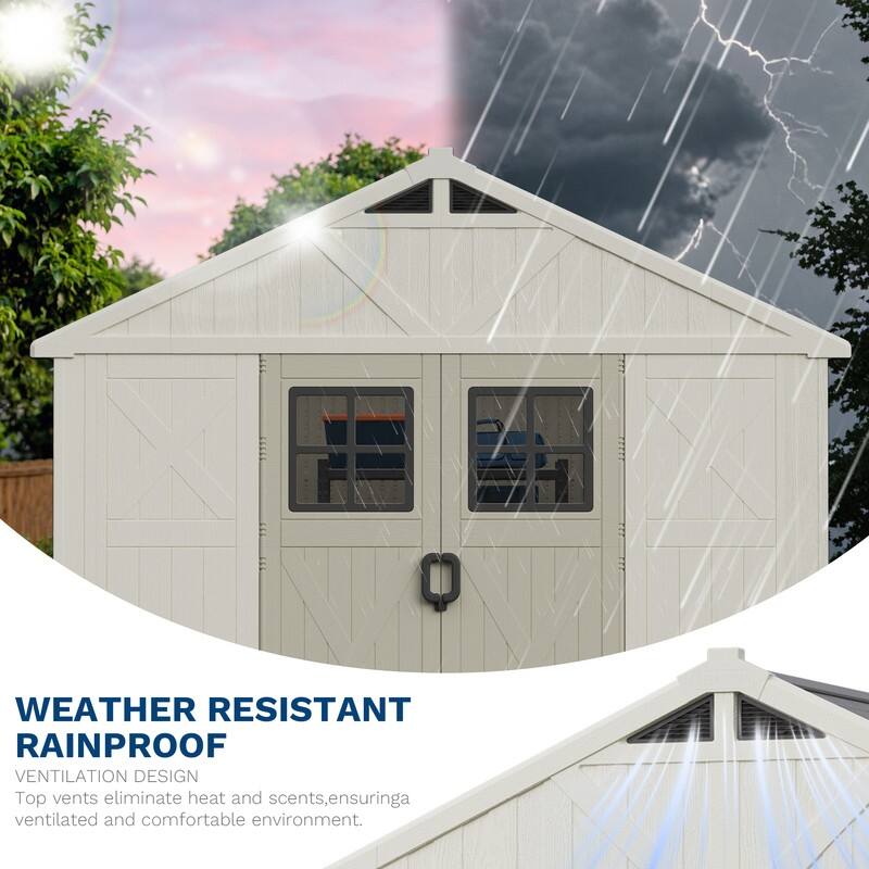 Patiowell 10 X 8 FT&10 X10 FT &10 X12 FT 10 X14 FT Resin Outdoor Storage Shed With Floor ,Weather Resistant Shed for Garden