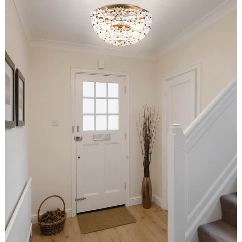 Coco 15.5" Metal/Acrylic LED Flush Mount, Antique Gold by JONATHAN Y