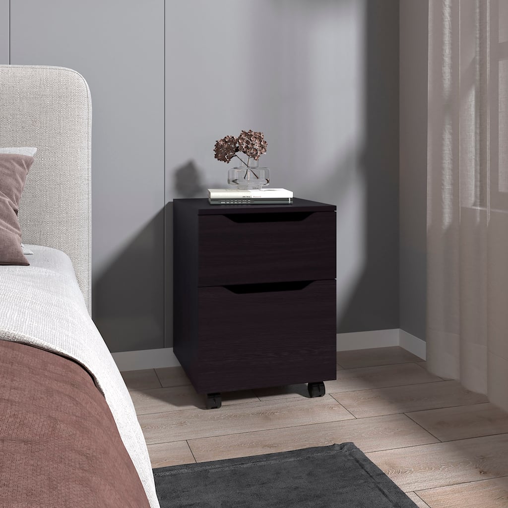 Nightstand,1 Spacious Drawer For Essentials, 4 Legs, Black