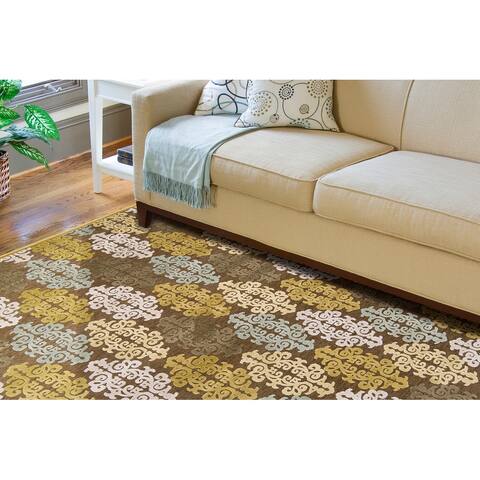 Hand-woven Damask Fremont Abstract Area Rug