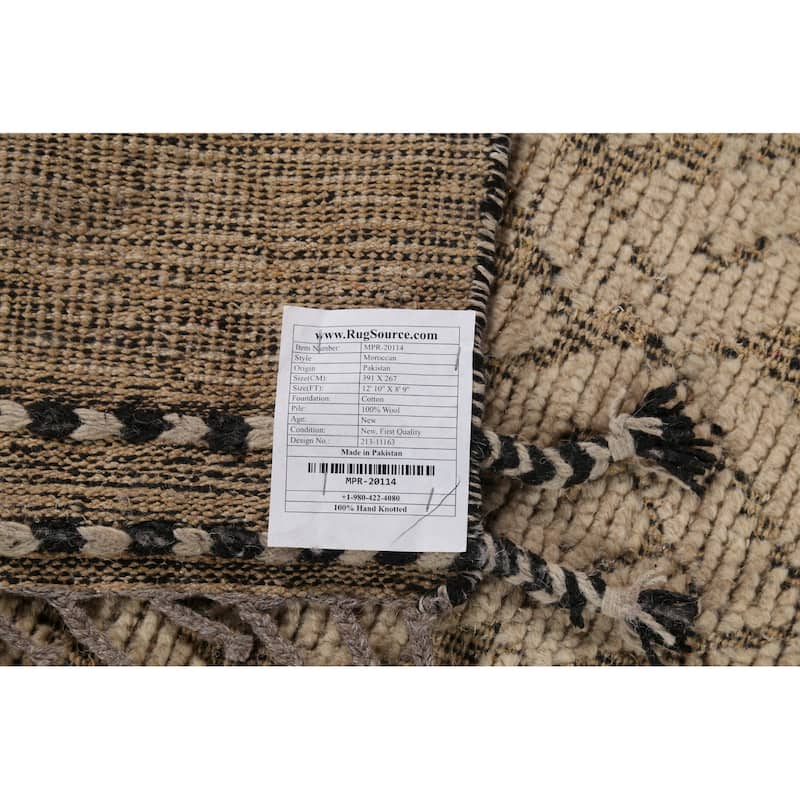 Earth Tone Moroccan Area Rug Handmade Geometric Wool Carpet - 8'9"x 12'10"