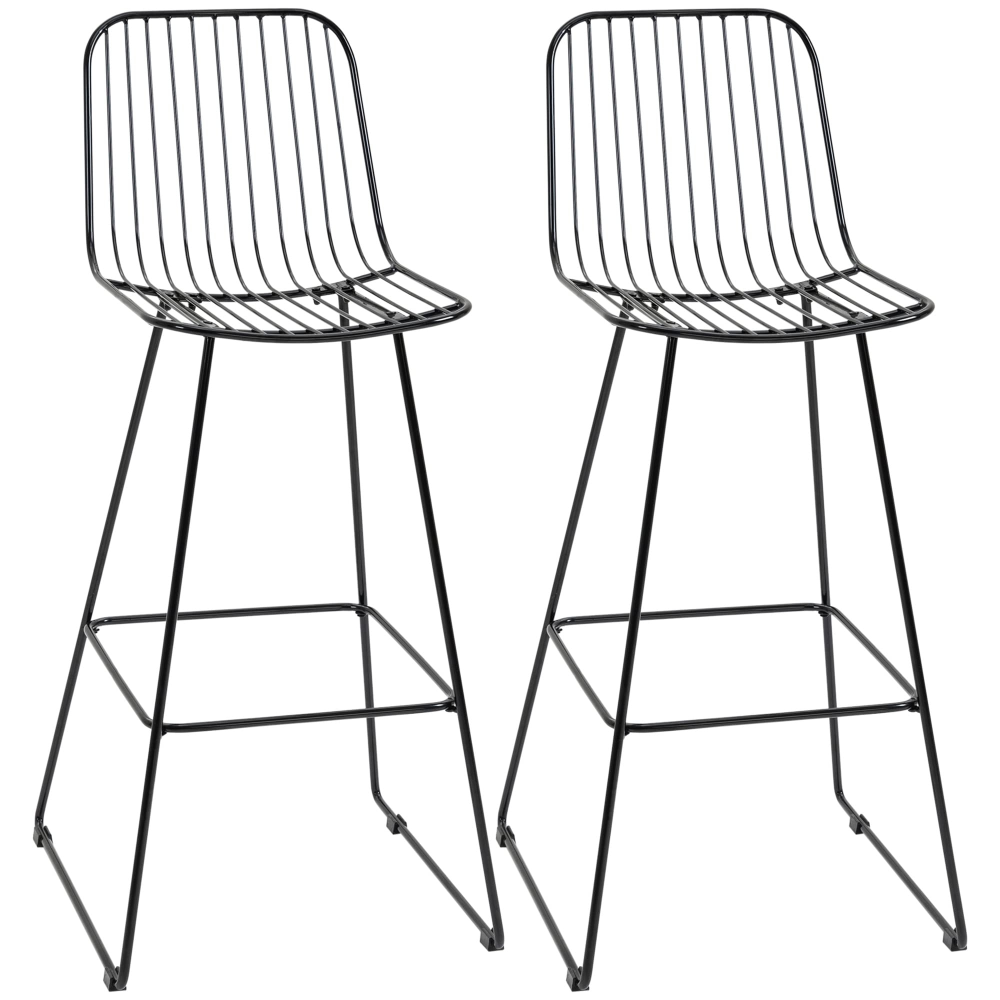 Modern Bar Stools Set of 2 Metal Wire Bar Height Barstools 30