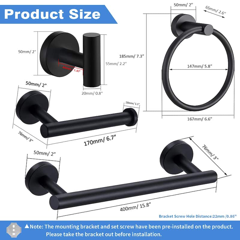 5-Piece Bath Hardware Set Towel Bar Towel Holder Set in Stainless Steel