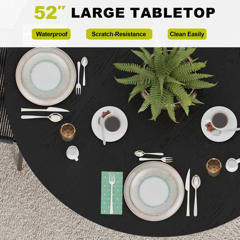 Dovelina 52" Round Dining Table with Artistic Fluted Base for Family