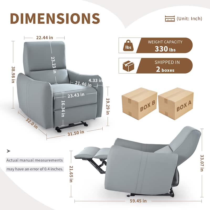 Power Recliner Chair Wall Hugger,Small Home Theater Seating with Lumbar Support,Single Recliner Sofa for Living Room