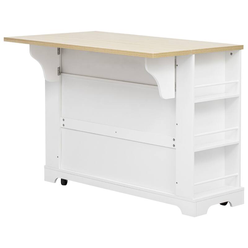 Drop Leaf Dining Table, Pull Out Trash Can Storage Kitchen Island, Rolling Kitchen Cabinet with Power Outlet