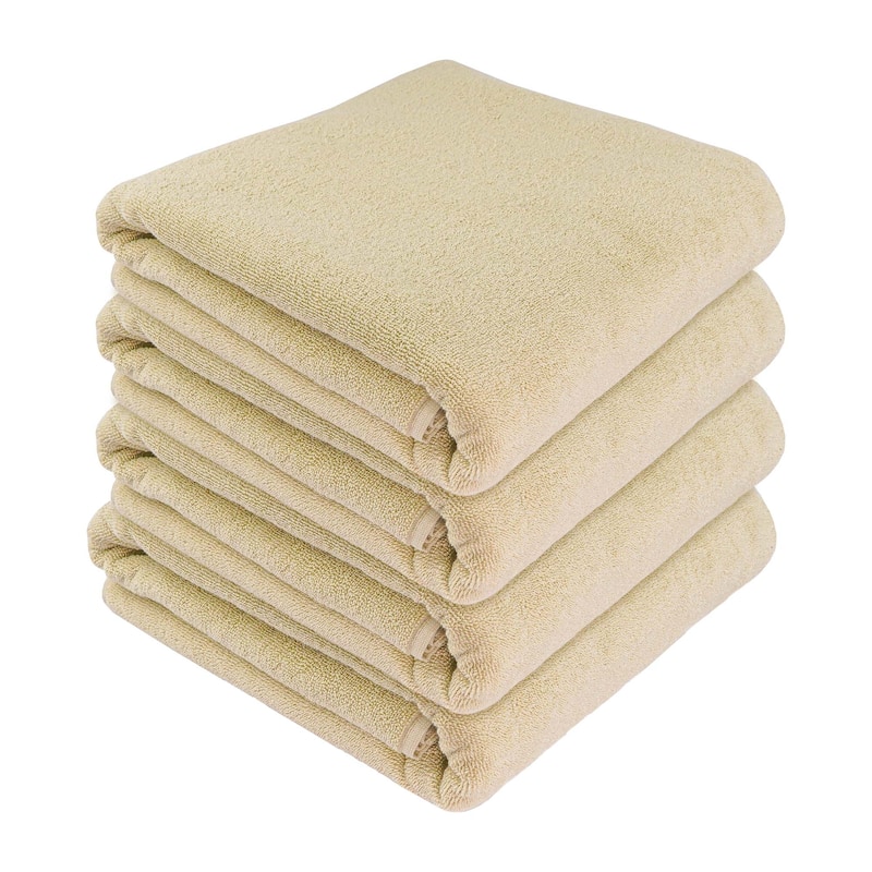 Large Bath Towel - Ultra-Absorbent Natural Cotton Bath Sheet Towel for Bathroom - 40 x 80 Inches Thick Luxury Bath Towel - Eponj Beige - Pack of 4