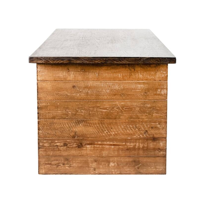 Amry Counter Table, 90 Inch Rectangular Top, Natural Brown Pine Wood