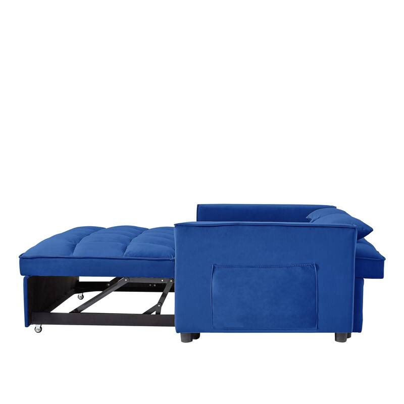 Modern Convertible Futon Sofa Bed,Adjustable Backrest,Armrest Holders