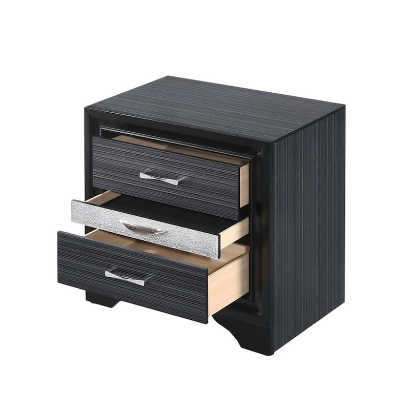 2 Drawers and 1 Jewelry Drawer Nightstand - Black