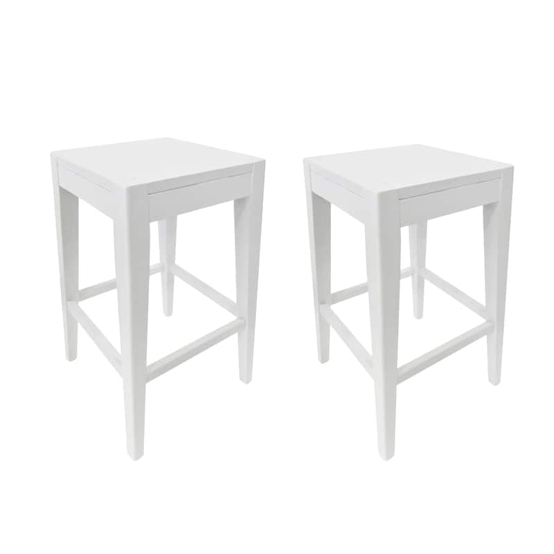 Roomfitters Minimalist Counter Stool Set of 2, Modern Kitchen Seating, Space-Saving Design, White