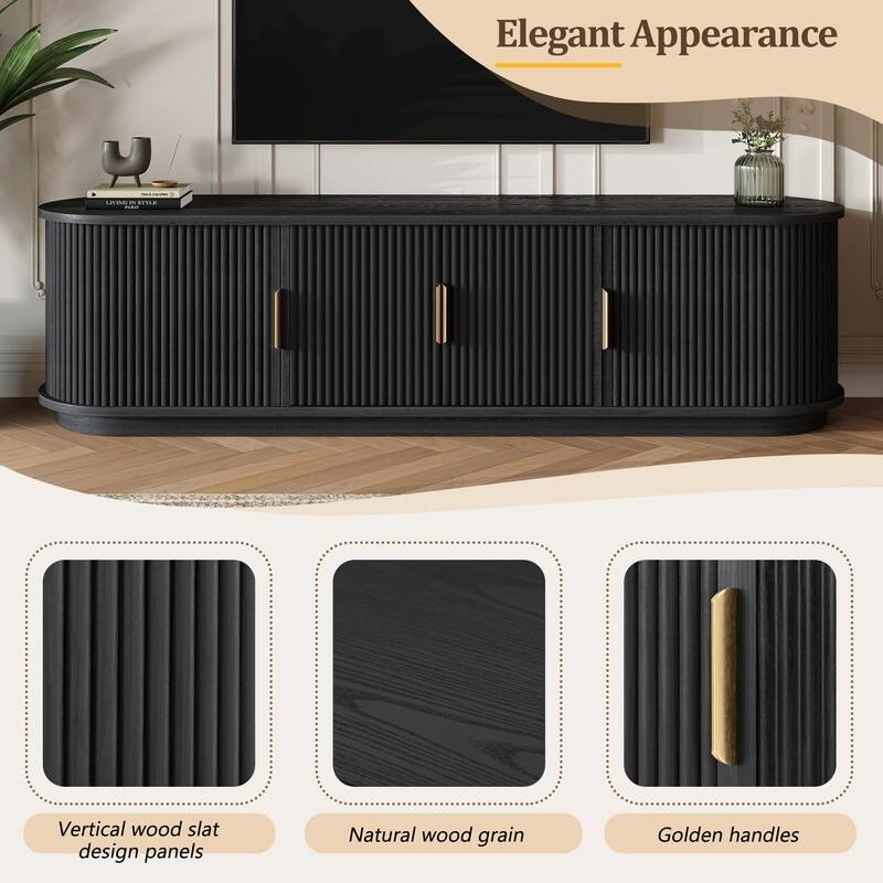 Farmhouse Wooden TV Stand up to 75" with Sliding Door and Adjustable Shelves for Modern Home Entertainment