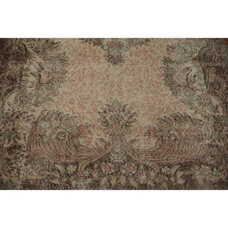 Hand Knotted Oriental 100% Wool Carpet Transitional Floral Beige & Ivories Anatolian Area Rug - 9' 3'' X 5' 9''