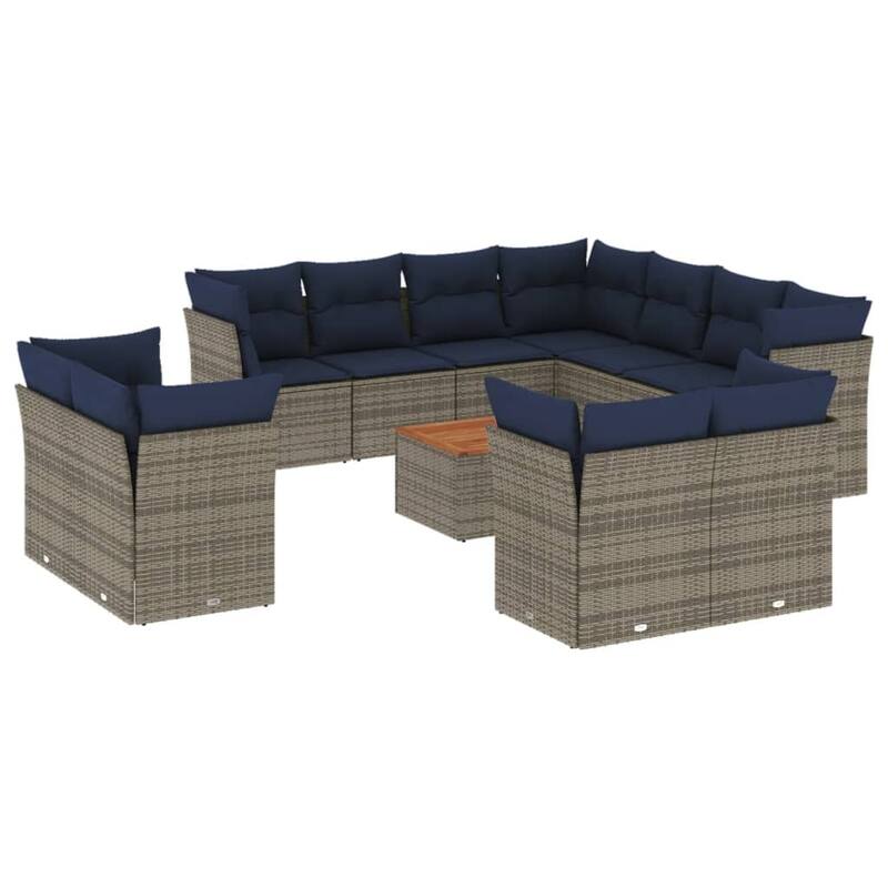 vidaXL Patio Sofa Set with Cushions Outdoor Furniture 12 Piece Poly Rattan - 24.4x 24.4x 27.2