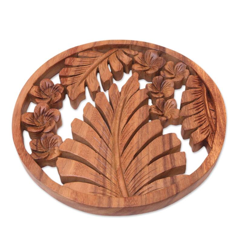 Novica Handmade Floral Jungle Wood Relief Panel