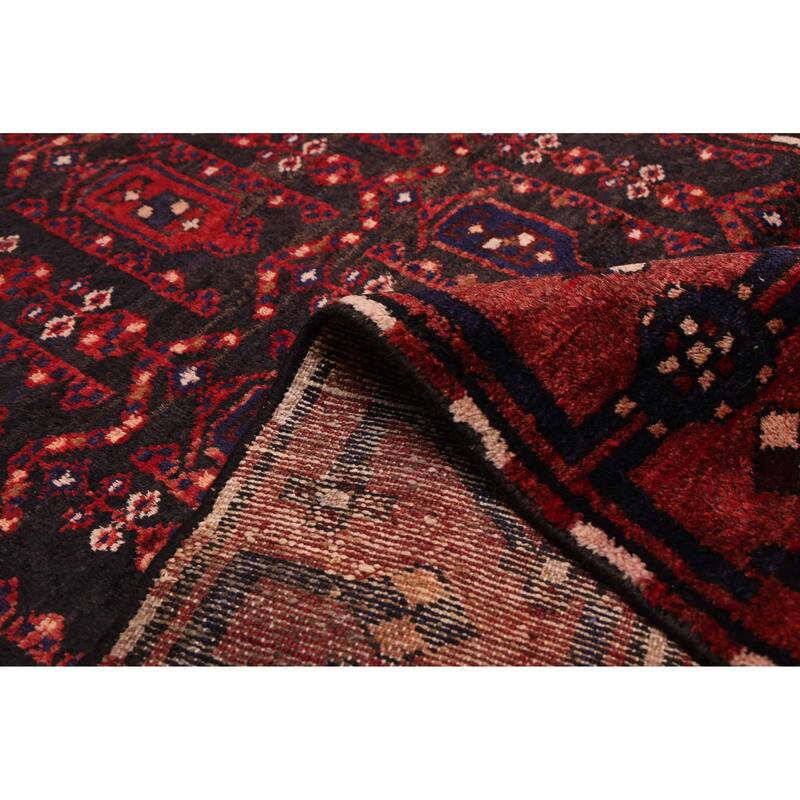 ECARPETGALLERY Hand-knotted Andelz Black, Red Wool Rug - 3'5 x 9'10