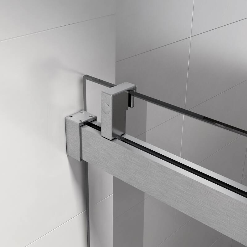 ABRUZZO 56-60" W x 76" H Frameless Soft-Closing Single Sliding Shower Door 1/4" (6mm) Explosion-Proof Tempered Glass