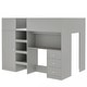 preview thumbnail 13 of 11, Grey Full Size Loft Bed with Built-in Wardrobe & Desk, Wood Loft Bed Frame with Storage Shelves & Drawers for Kids Teens Bedroom