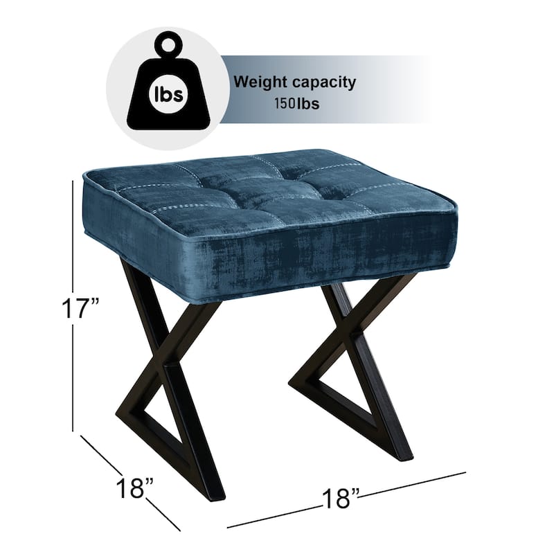Textured Velvet Ottoman Vanity Stool 18"X18"X17"