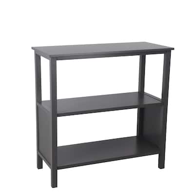 3 Tier Wooden Accent Stand with Texture Side Panels, Dark Gray