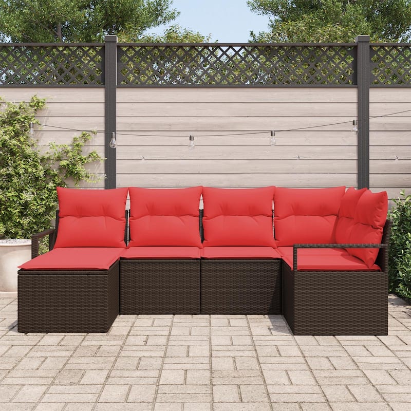 7 Piece Garden Sofa Set with Cushions - 91.3×48×27.2