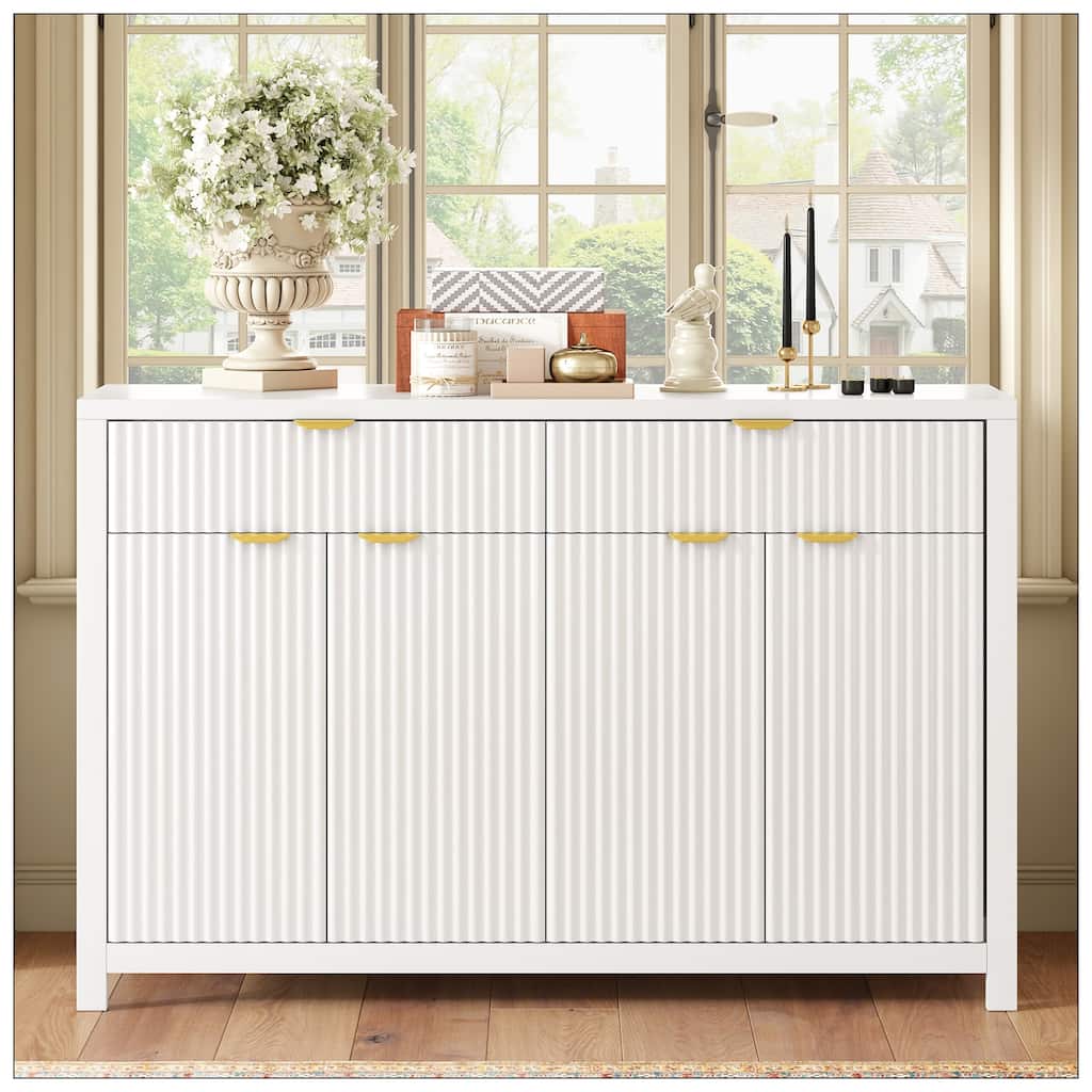 Modern Wave-Pattern Sideboard Cabinet with 2 Drawers