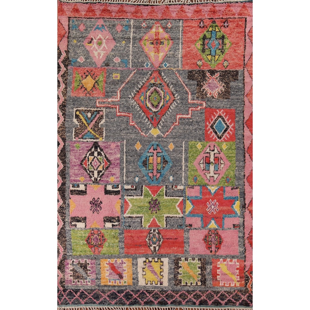 Geometric Moroccan Oriental Area Rug Handmade Tribal Wool Carpet - 8'5" x 12'9"
