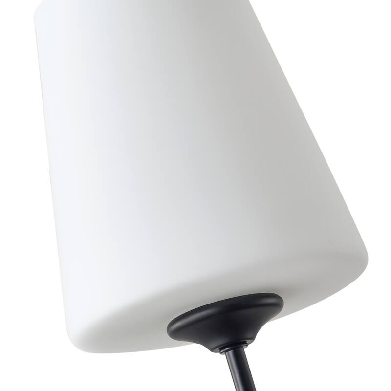Modern Matte Black 5-Light Kitchen Island Chandelier with Milk White Glass Shades