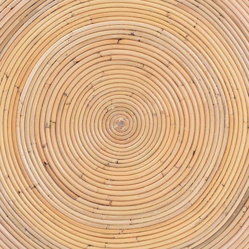 Tokyo Laminated Natural Rattan Coffee Table - Handcrafted Drum Table for Living Room, Coastal Boho Style Furniture