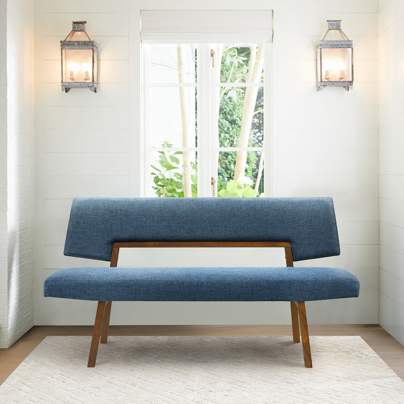 Channell Mid-Century 63" Upholstered Wood Entryway Dining Bench